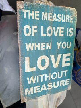 Rustic Teal "The Measure of Love" Wall Sign - Coastal Home Decor